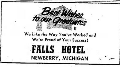 Falls Hotel (Newberry Hotel) - Jun 11 1954 Ad (newer photo)